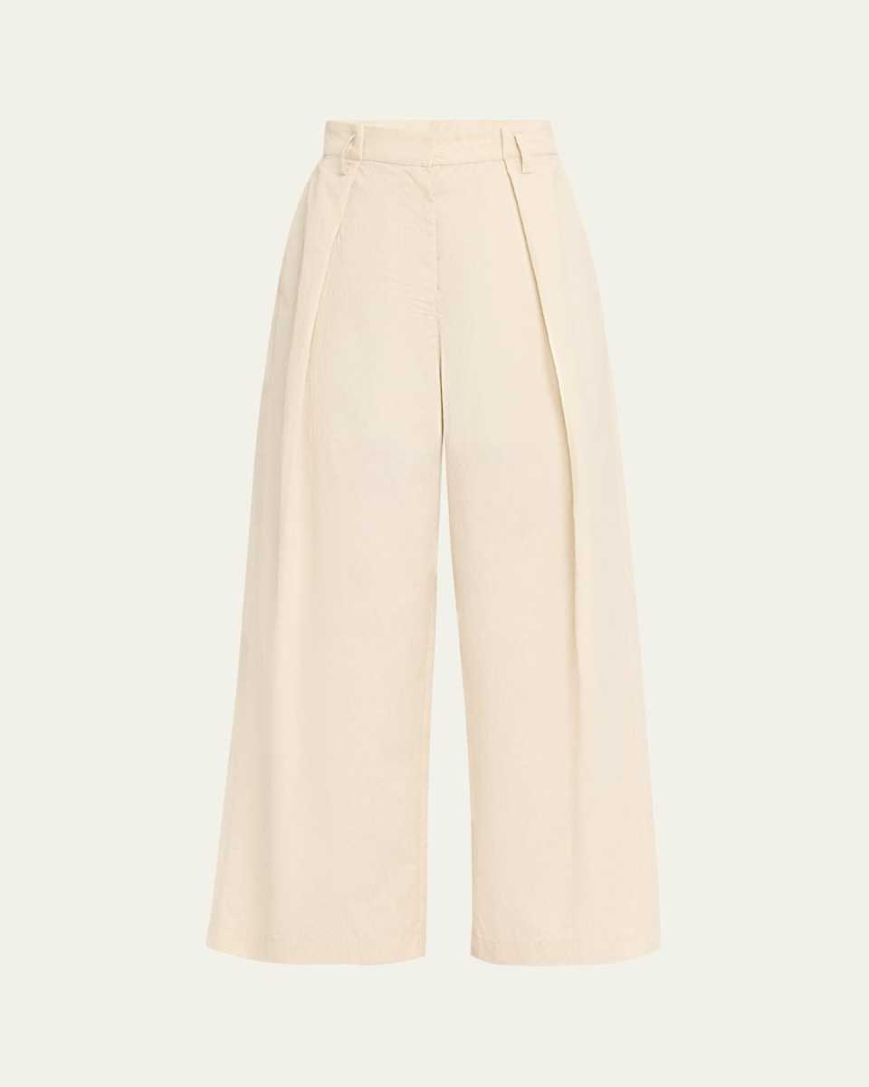 Abstract Animal Jacquard Pleated Wide Leg Pants